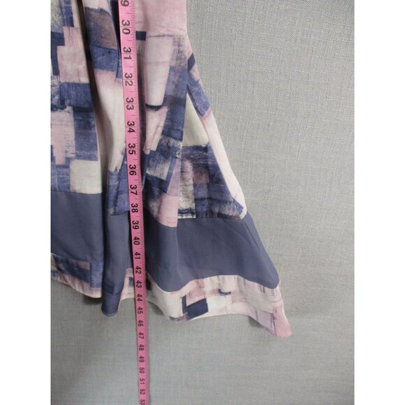 Simply Vera Vera Wang Womens Abstract Print Midi Dress L Purple & Pink Sleeveles - Picture 7 of 12